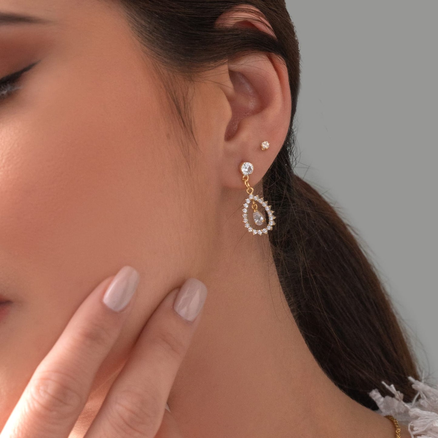 topitos clasicos con cristal en oro laminado 18k 2