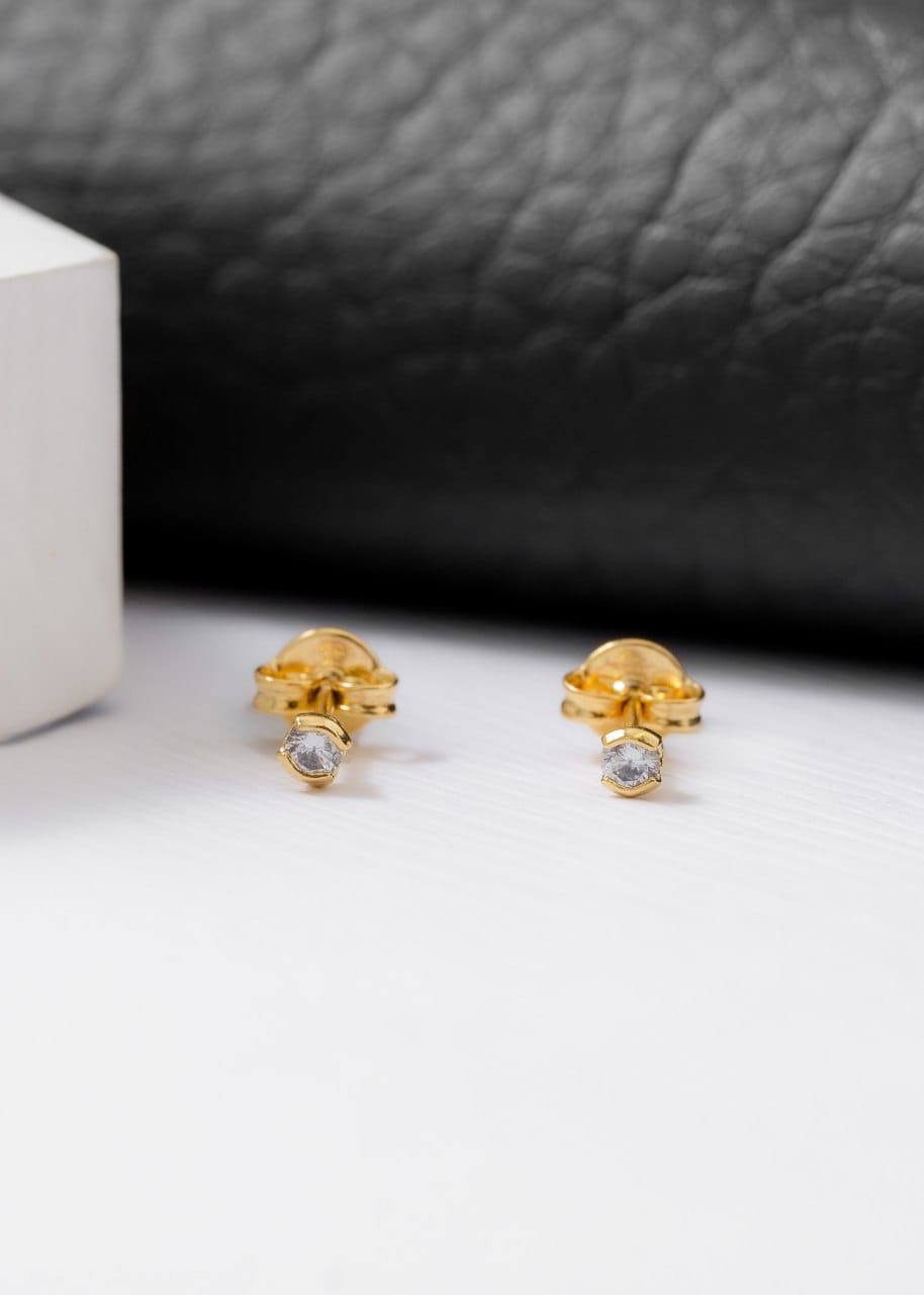 topitos clasicos con cristal en oro laminado 18k 4