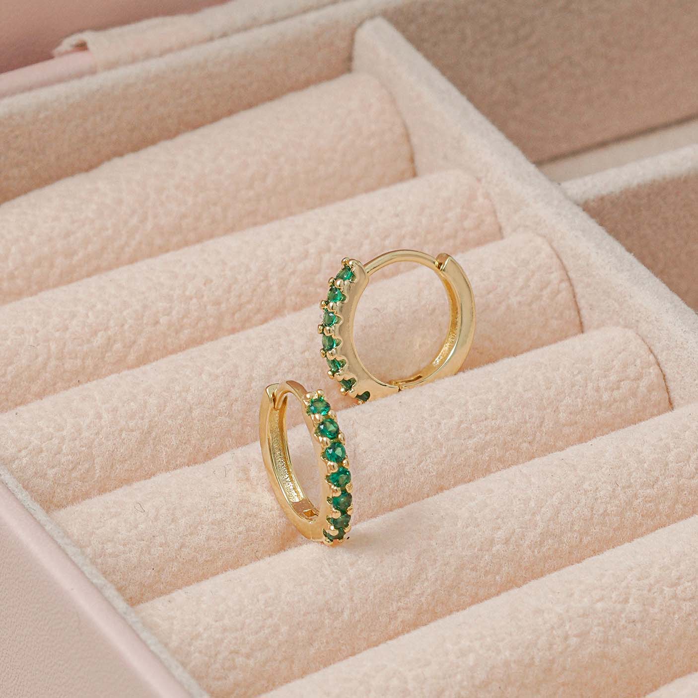Topitos de oro laminado 18k Ref. 34121-Verde